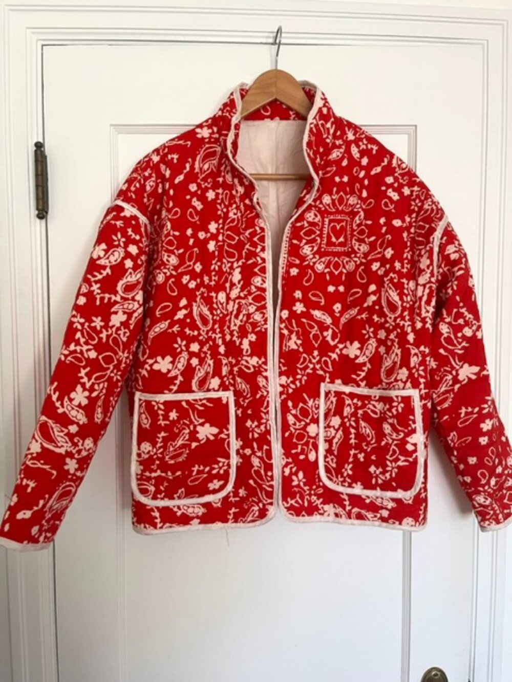 Free People Inspired Quilted Cropped Puffer Jacket in Bandana Pattern | Size M - Picture 2 of 8
